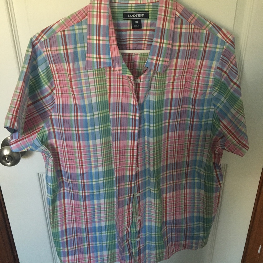 Lands end no iron button up
